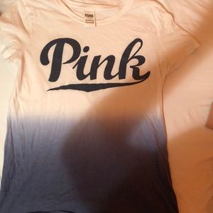 white shirt ombré blue from pink